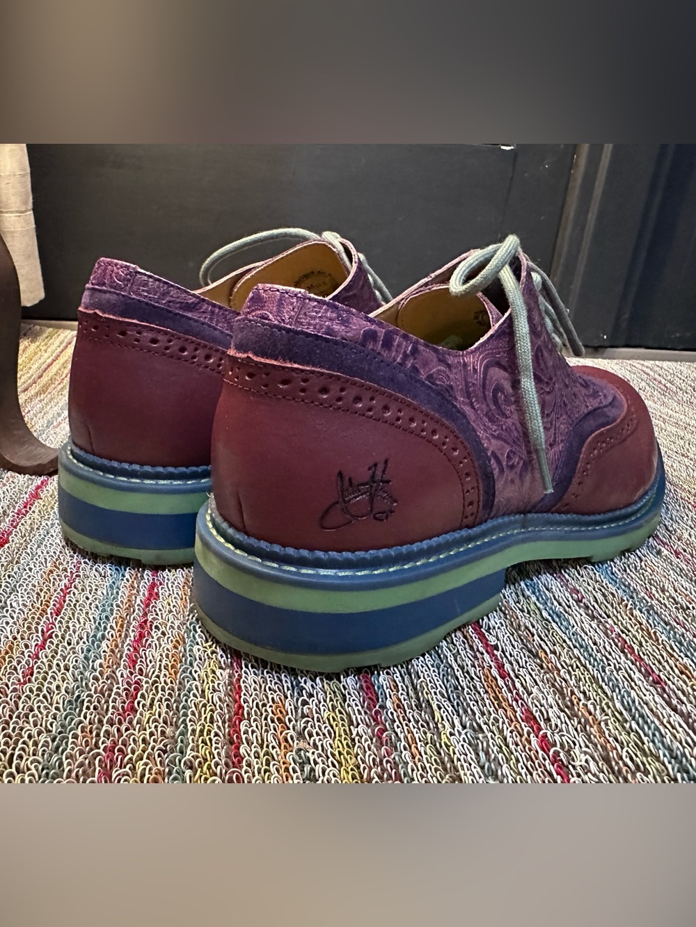 Fluevog NEARLY NEW Guardian Angel Nathaniel purple double wingtip derby- 11.5 - Picture 4 of 16